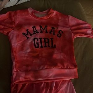 Baby girl 2 piece light weight sweater mama’s girl print in front w pants